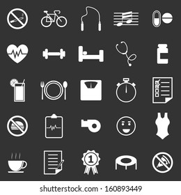 Wellness icons on black background, stock vector