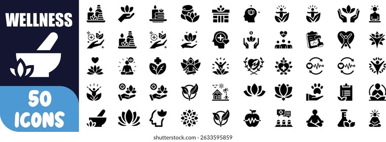 Wellness icons set holistic health lifestyle symbols
