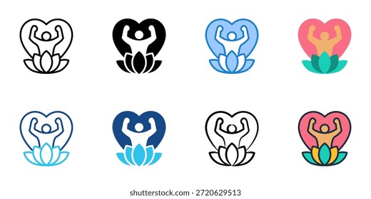 Los iconos de bienestar establecen una colección de estilo múltiple. Trazo editable 
