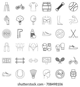 Wellness icons set. Outline style of 36 wellness vector icons for web isolated on white background