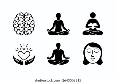 Wellness Icons Set for Relaxation and Mindfulness