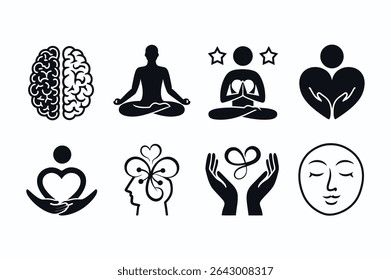 Wellness Icons Set for Relaxation and Mindfulness