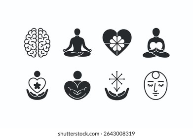 Wellness Icons Set for Relaxation and Mindfulness