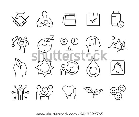 Wellness Icons - Vector Line. Editable Stroke.