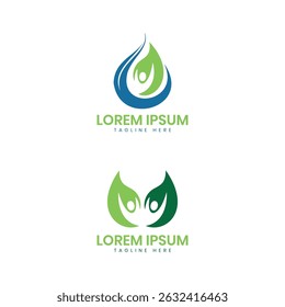 Wellness leaf human water meditation creative modern logo design concept healthcare wellbeing 