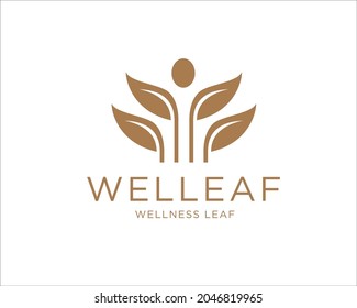 wellness leaf logo designs for spirit health and medical service with herbal and natural