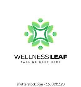 wellness leaf logo, human leaf logo design vector template