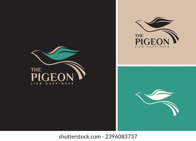 Wellness life of pigeon silhouette logo, bird care logo design vector template