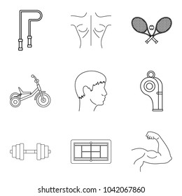 Wellness lifestyle icons set. Outline set of 9 wellness lifestyle vector icons for web isolated on white background