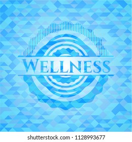 Wellness light blue emblem with mosaic background
