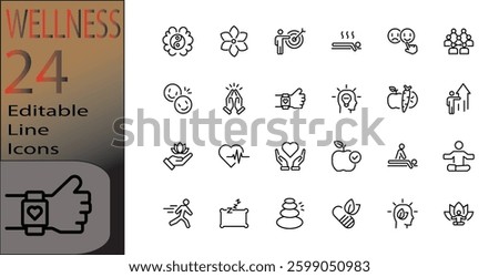 wellness Line Editable Icons set