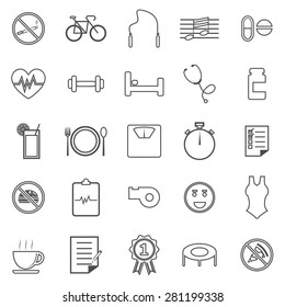 Wellness line icons on white background, stock vector