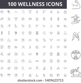 Wellness line icons, signs, vector set, outline illustration concept 