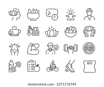 Wellness line icons. For website marketing design, logo, app, template, ui, etc. Vector illustration.