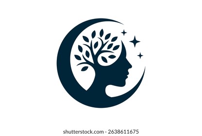 Wellness logo design concept Human Modern Head tree logo vector.