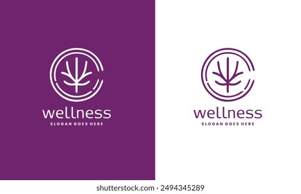 Wellness Logo Design, Health and Balance Concept, Vector Illustration for Spa, Yoga Studio, Wellness Center.