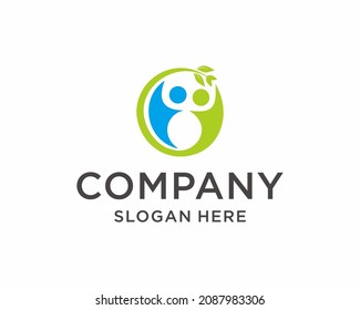 Wellness Logo Design . natural health wellness fitness and yoga logo design .Human health logo design . Leaf Wellness Logo
