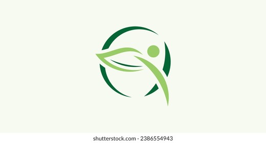 wellness logo design with people and leaf elements inside a circle.