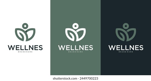 Wellness logo design with unique line style. Premium Vector