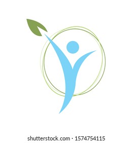 wellness logo design vector illustration. health care green leaf symbol sign isolated
