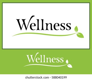 Wellness logo illustration, with leaves 