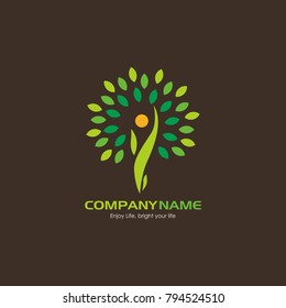 wellness logo illustration people tree 