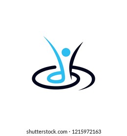 wellness logo movement vector simple generic blue spiral stick man illustration for healthy and design idea