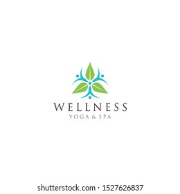 Wellness logo with a simple and clean modern design with elegant line art style for yoga massage or spa and beauty business.