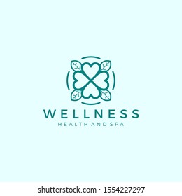 Wellness logo with a simple and clean modern design with elegant line art style for yoga massage or spa and beauty business.