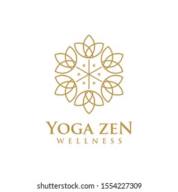 Wellness logo with a simple and clean modern design with elegant line art style for yoga massage or spa and beauty business.