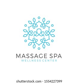Wellness logo with a simple and clean modern design with elegant line art style for yoga massage or spa and beauty business.