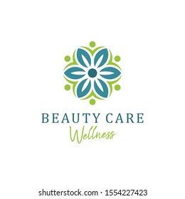 Wellness logo with a simple and clean modern design with elegant line art style for yoga massage or spa and beauty business.