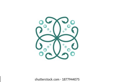 Logotipo de bienestar con un diseño moderno y depurado con elegante línea de arte para masajes de yoga o spa y negocios de belleza.