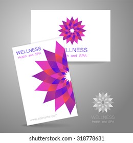 Wellness logo. Template design corporate identity for yoga studios, recreation center, organic food store, natural cosmetics manufacturer, beauty salon, spa and others.