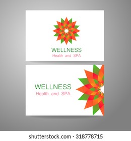 Wellness logo. Template design corporate identity for yoga studios, recreation center, organic food store, natural cosmetics manufacturer, beauty salon, spa and others.