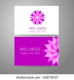 Logo de Wellness. Diseño de plantillas identidad corporativa para estudios de yoga, centro de recreación, tienda de alimentos orgánicos, fabricante de cosméticos naturales, salón de belleza, spa y otros.
