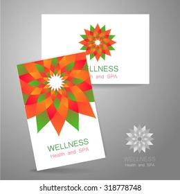 Wellness logo. Template design corporate identity for yoga studios, recreation center, organic food store, natural cosmetics manufacturer, beauty salon, spa and others.