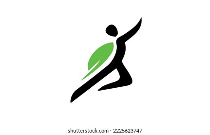 Wellness logo template vector abstract human with leaves icon design