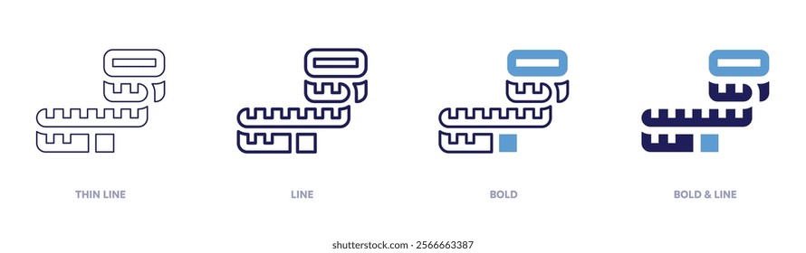 Wellness measuring tape icon in 4 different styles. Thin Line, Line, Bold, and Bold Line. Duotone style. Editable stroke.
