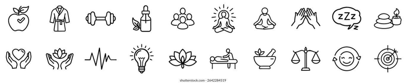 Wellness and Mindfulness Icon: Holistic Health, Spa, and Self Care Symbol Set