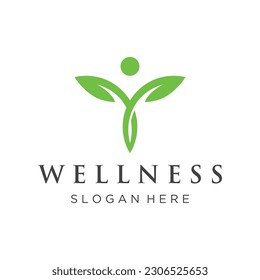 Wellness natural abstract logo design with unique natural person and leaf concept with creative idea.Logo for business, health, meditation, relaxation.