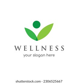 Wellness natural abstract logo design with unique natural person and leaf concept with creative idea.Logo for business, health, meditation, relaxation.