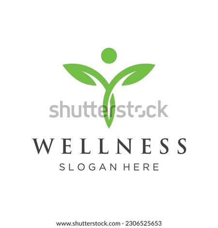Wellness natural abstract logo design with unique natural person and leaf concept with creative idea.Logo for business, health, meditation, relaxation.