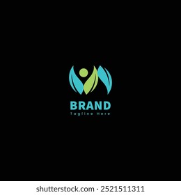 wellness nature green leaf logo