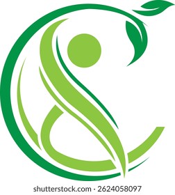 Wellness and Nature Logo,Abstract Yoga logo design stock. Thread person flower balance logotype. Creative spa, guru vector mark.