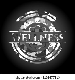 Wellness on grey camo texture