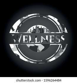 Wellness on grey camouflaged pattern
