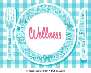 Wellness on plate nutrition concept, vector illustration
