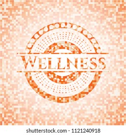 Wellness orange mosaic emblem with background