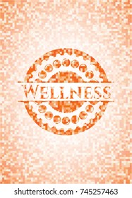 Wellness orange mosaic emblem with background
